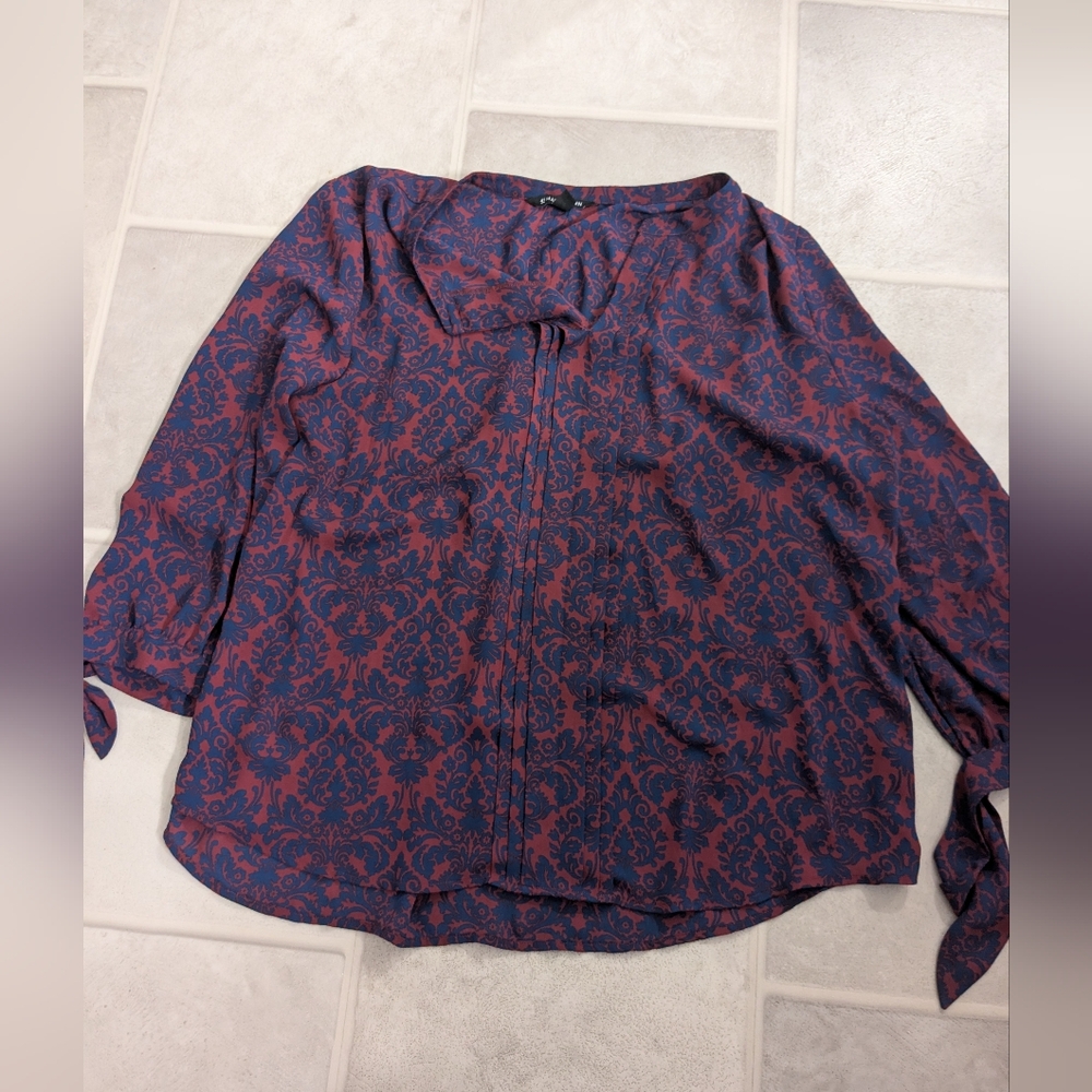 41 Hawthorn Navy and Burgundy Blouse